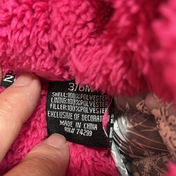 Snozu silver and white snowflake print quilted snowsuit pink fleece lining 0/3 m - Picture 13 of 14